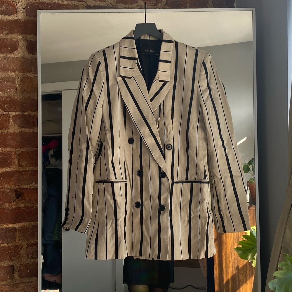Striped Linen Zara Boyfriend Blazer